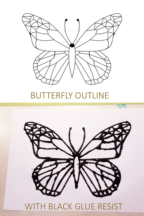 Paint a Watercolor Butterfly With a Black Resist Outline