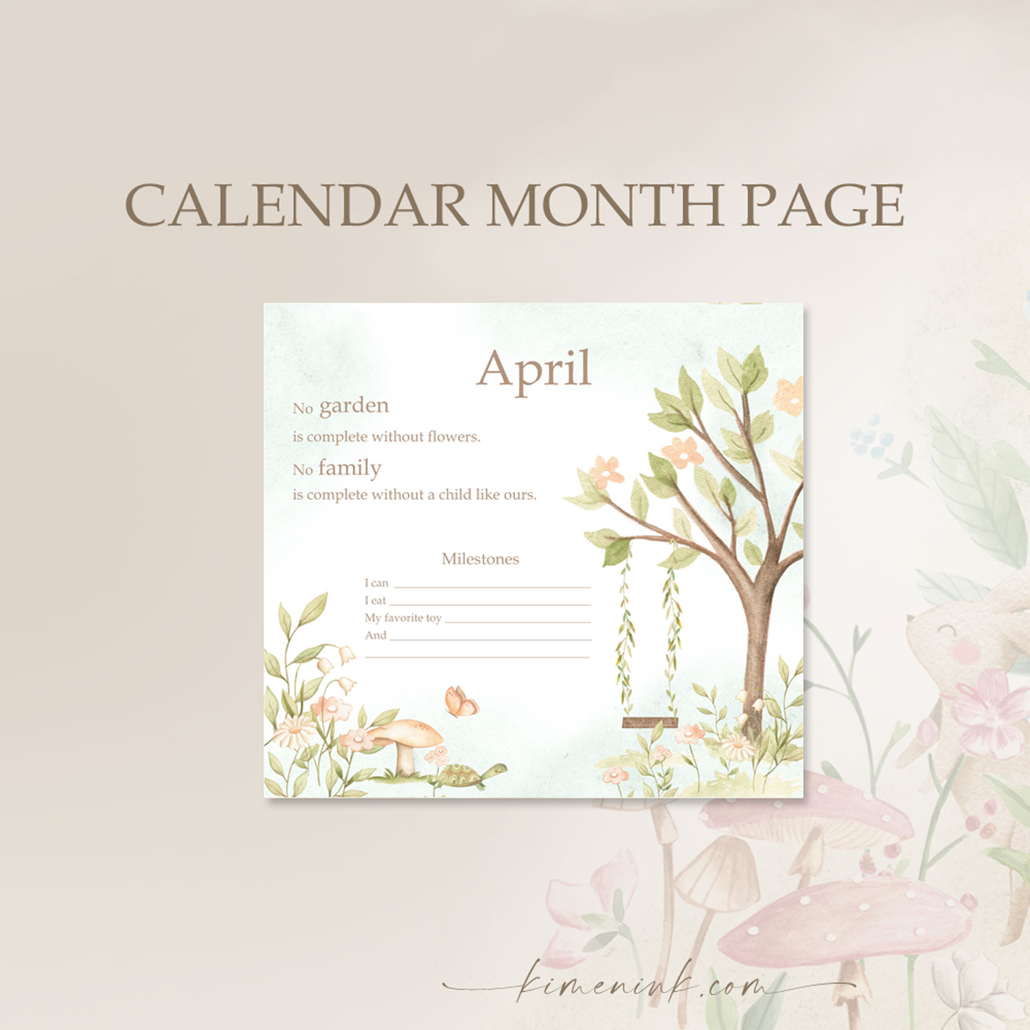 Secret Garden Baby's First Year Keepsake Calendar - Kimenink